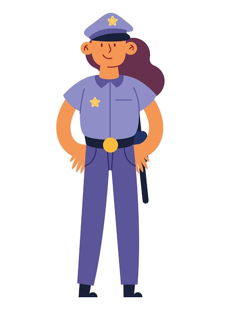 Free Vector police standing woman