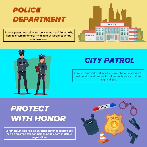 Police web banner templates set