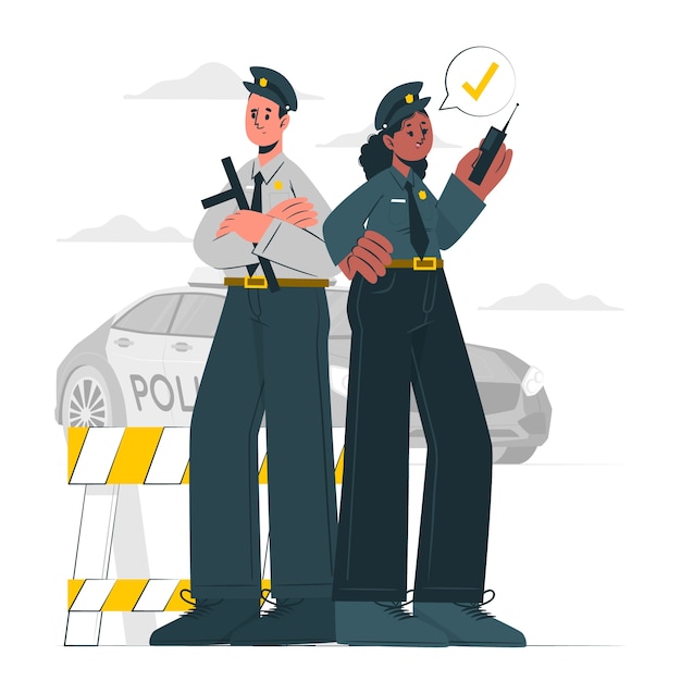 Free vector policeman and policewoman concept illustration