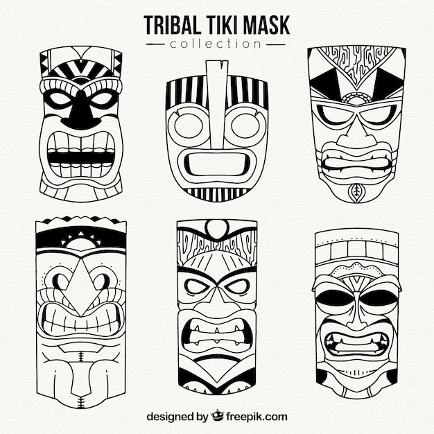 Free vector polinesyan tiki masks