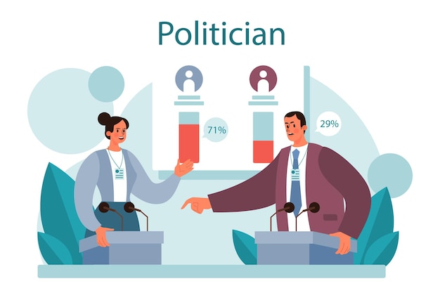 Free Vector politician concept idea of election and democratic governance political party program building lawmaking and public administration isolated flat illustration