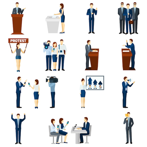 Politics flat icons set