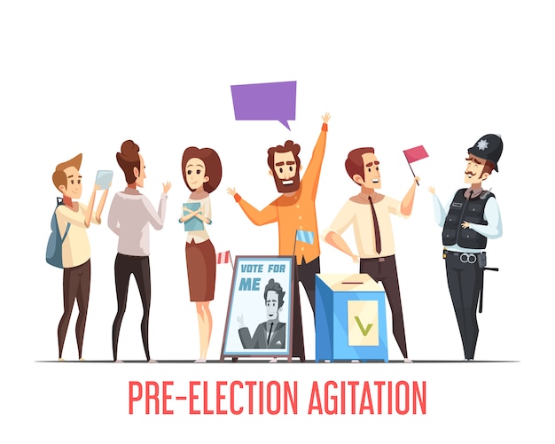 Free Vector politics pre-election cartoon scene 