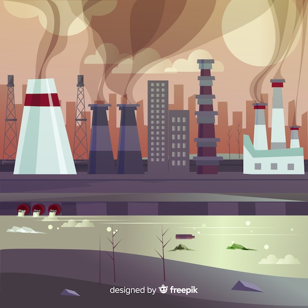 Free Vector pollution concept background flat style