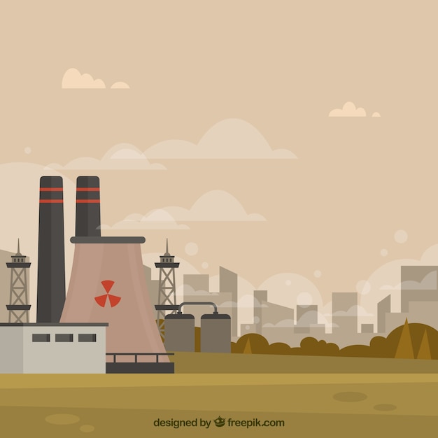 Free Vector pollution concept with nuclear plant