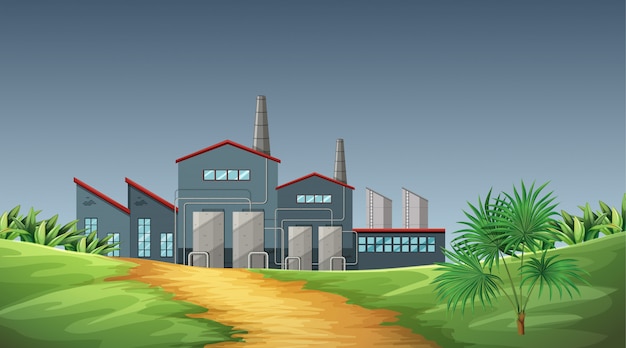 Free vector pollution from factory theme scene in nature