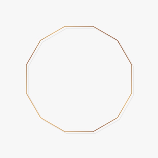 Polygon gold frame on white background