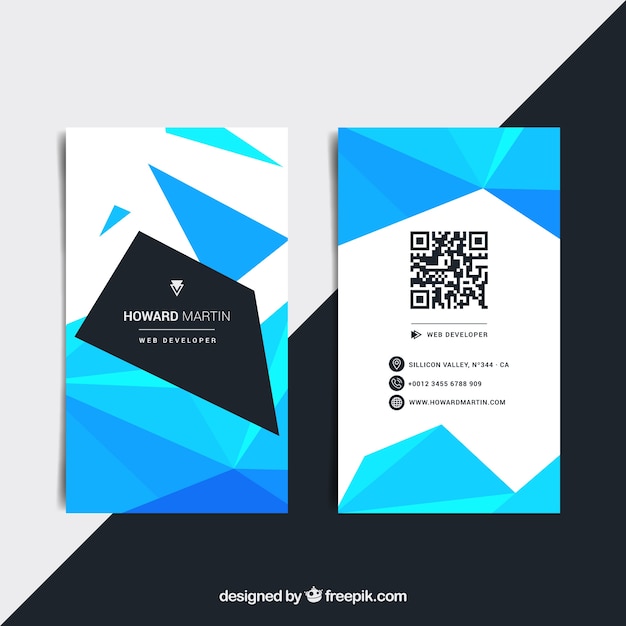 Polygonal blue business card