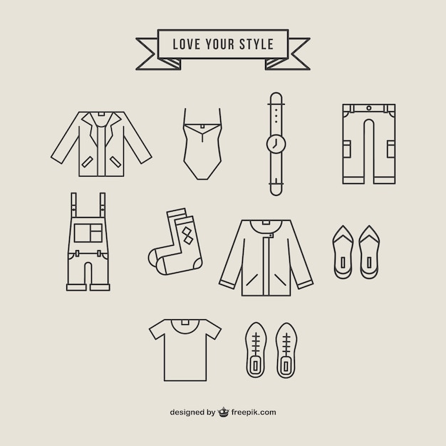 Polygonal clothing icons set