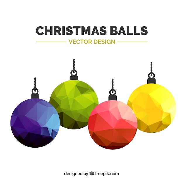 Polygonal colored christmas balls 