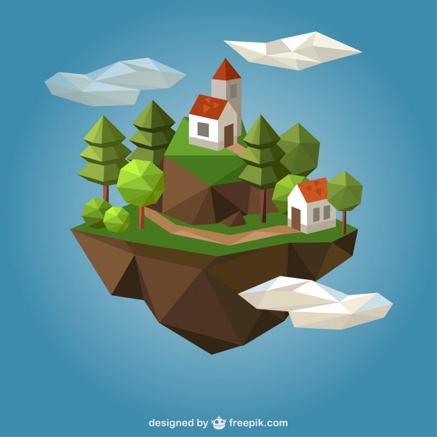 Free Vector polygonal country houses