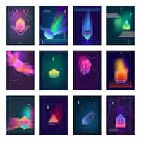 Free vector polygonal crystals colorful images icons set