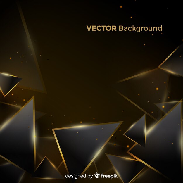 Polygonal dark and golden background