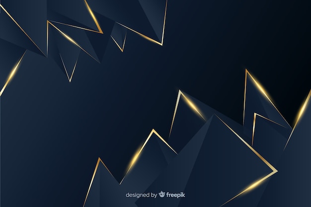 Polygonal dark and golden background