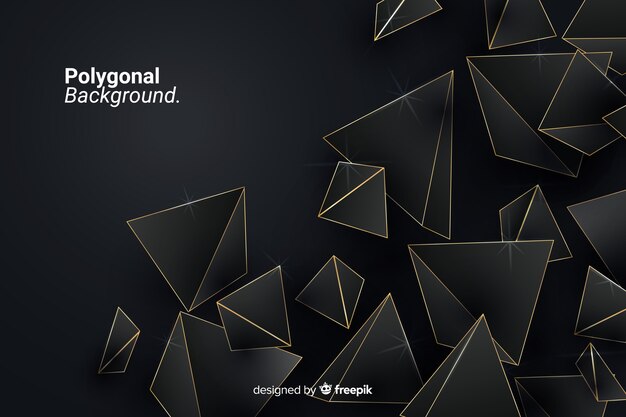 Polygonal dark and golden background