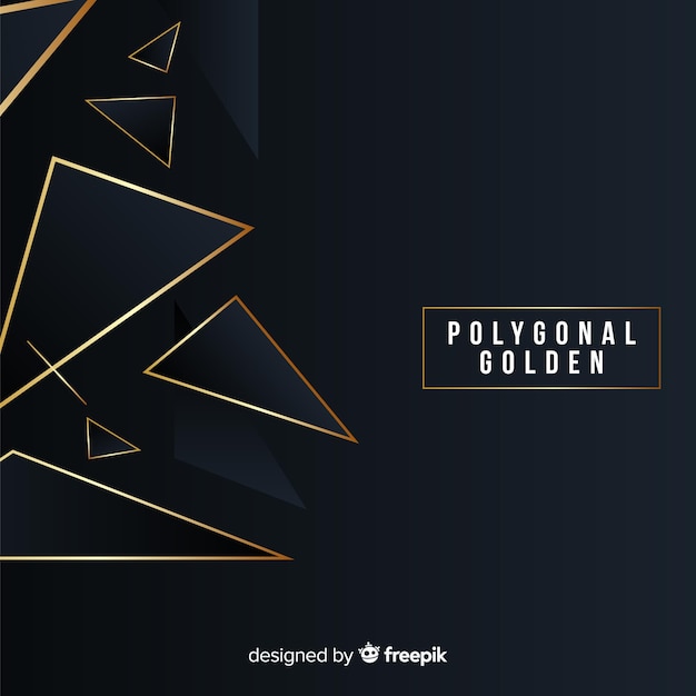 Polygonal dark and golden background