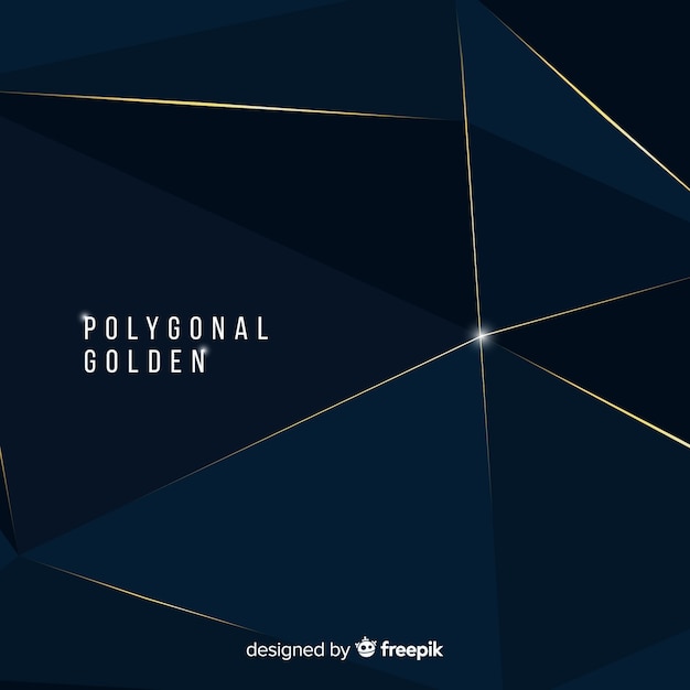 Polygonal dark and golden background