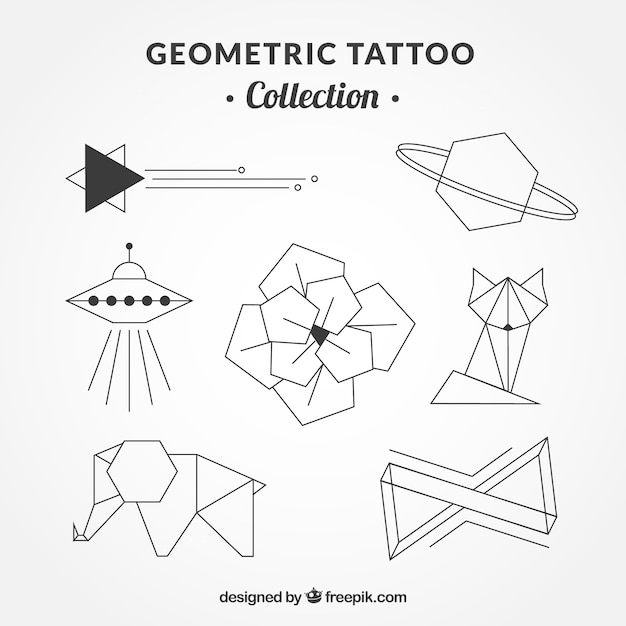 Polygonal geometric tattoo collection