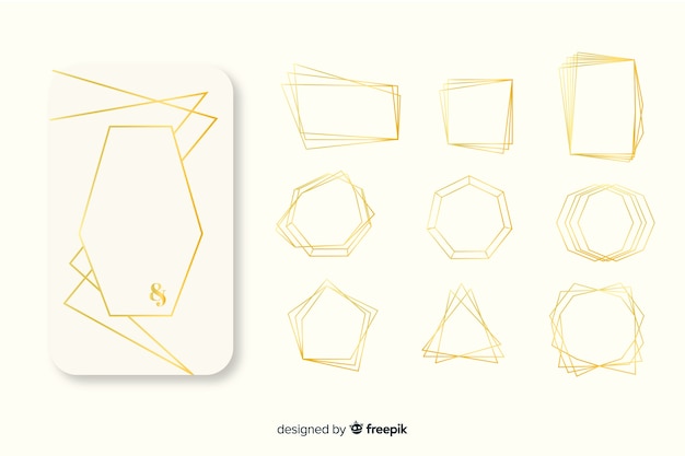 Free vector polygonal golden frame collection