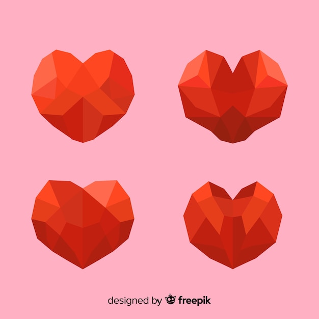 Free Vector polygonal heart collection