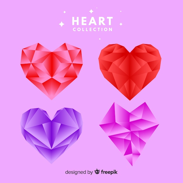 Free Vector polygonal heart set