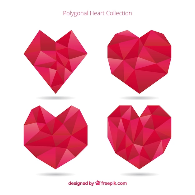 Free Vector polygonal hearts collection