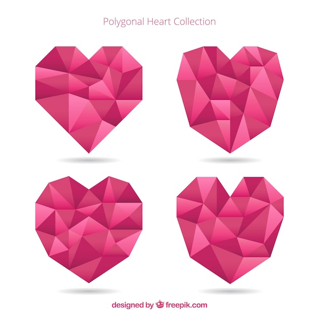 Polygonal hearts collection