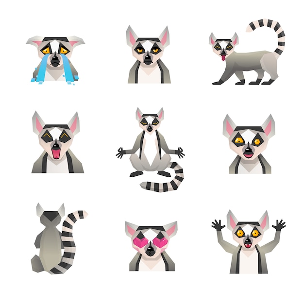 Polygonal Lemur Icon Set