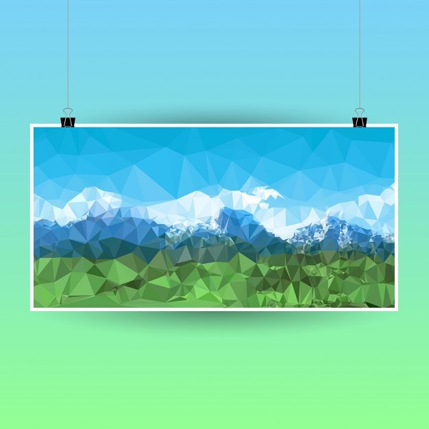 Free Vector polygonal poster with a mountain landscape