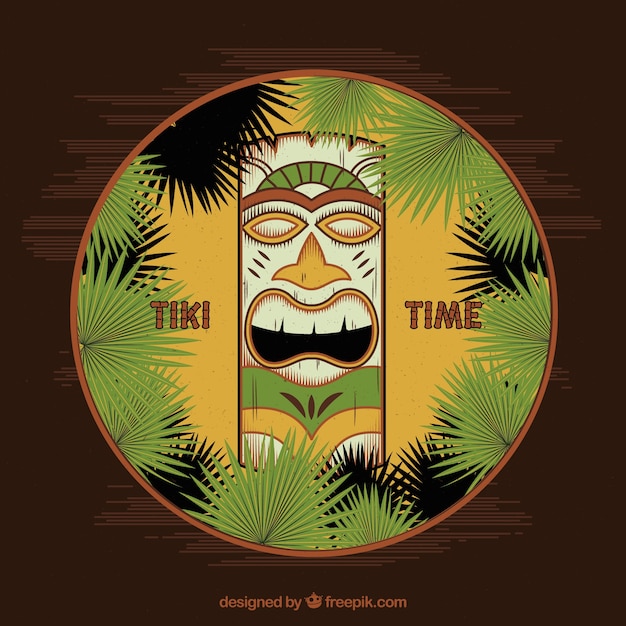 Free Vector polynesian mask with emblem style