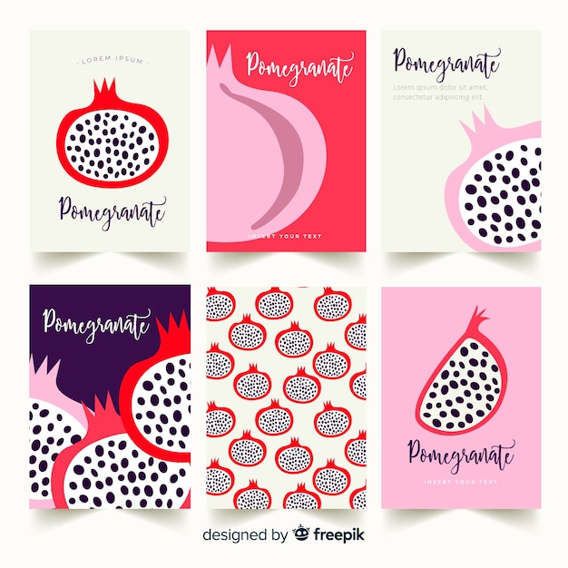 Free Vector pomegranate card collection