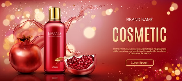 Pomegranate cosmetic bottle banner