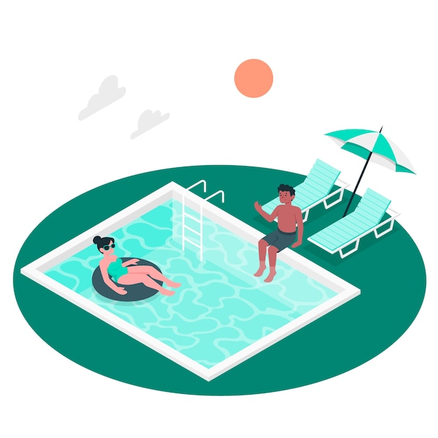 Free Vector in the pool concept illustration