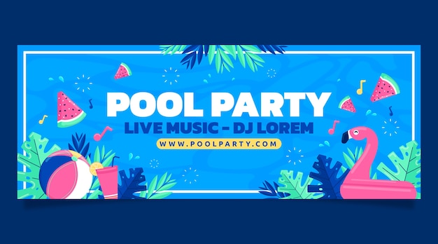 Free vector pool party entertainment  facebook cover