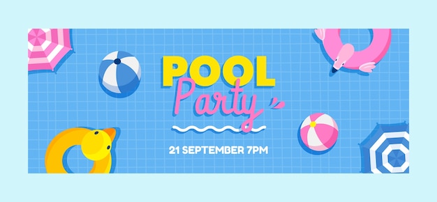 Free vector pool party entertainment  facebook cover