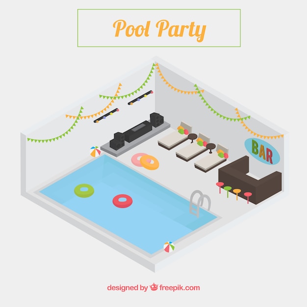 Free Vector  pool party in isometric style