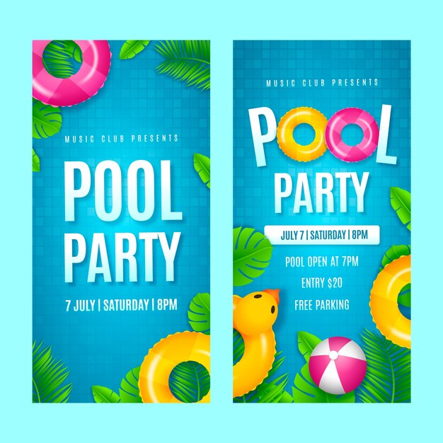 Pool party vertical banner template