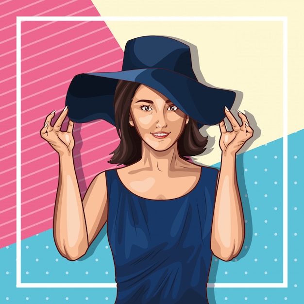 Free Vector pop art fashion and beautiful woman cartoon