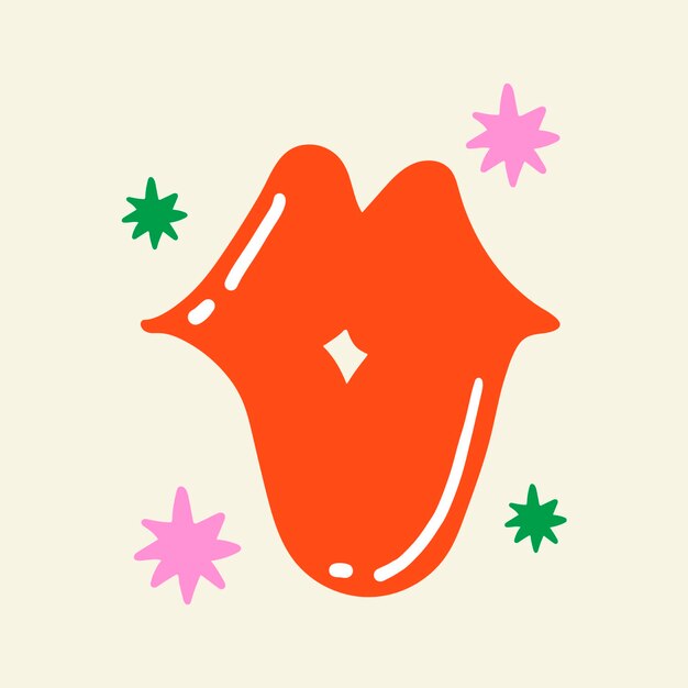 Pop art lips sticker collage element vector