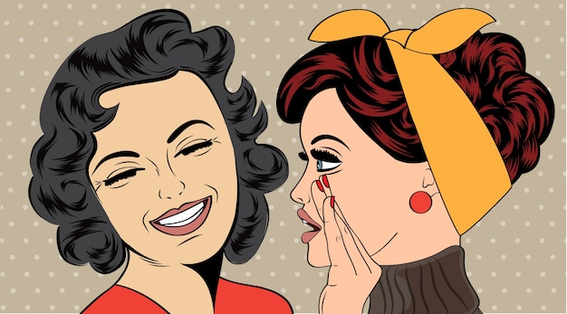 Pop art retro women in comics style that gossip