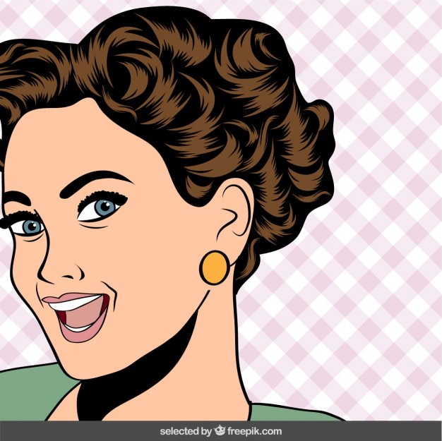 Free Vector pop art woman with vichy background