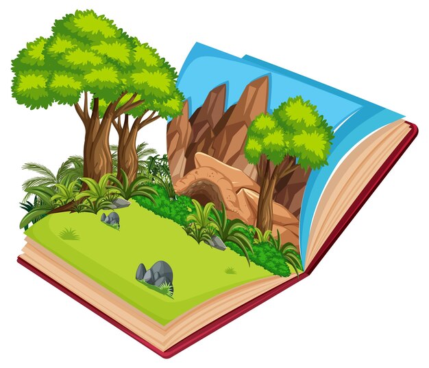 Pop up book with outdoor nature scene