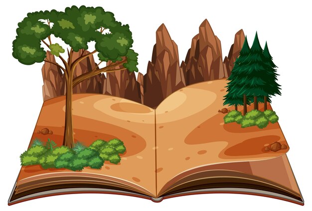 Pop up book with outdoor nature scene