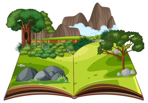 Pop up book with outdoor nature scene