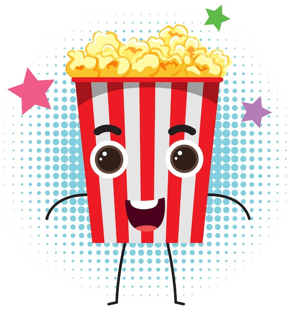 Free vector popcorn bucket with face expression