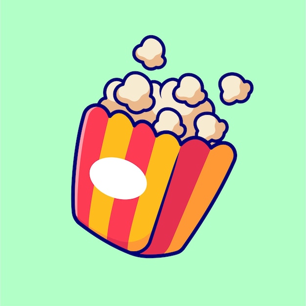 Free vector popcorn floating cartoon vector icon illustration food object icon isolated flat vector