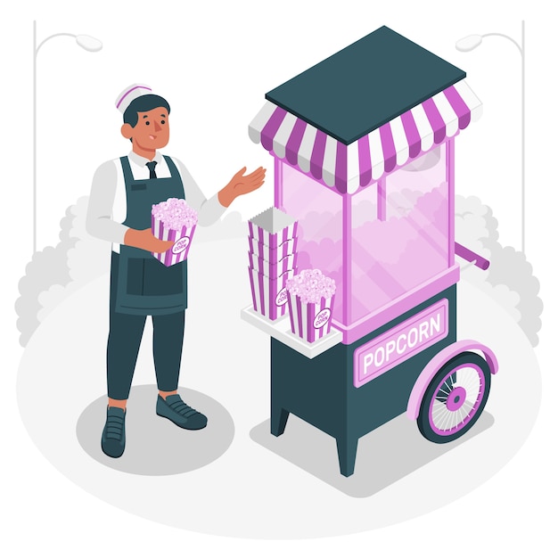 Free vector popcorn stand concept illustration