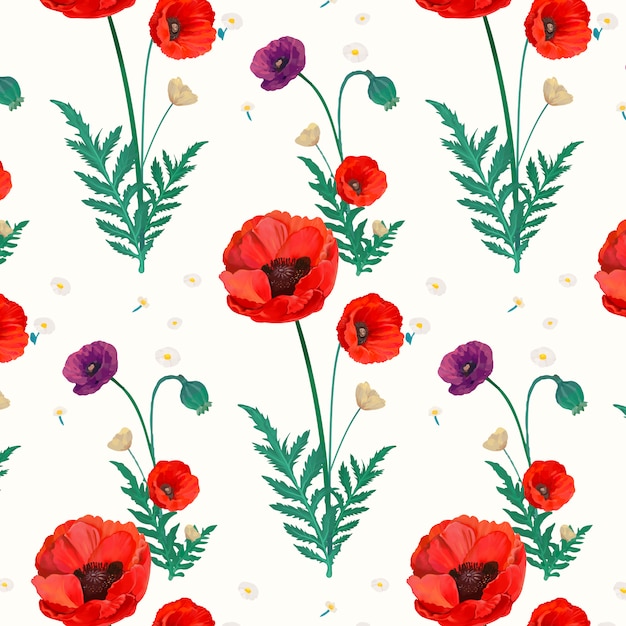 Free Vector poppy patterned wallpaper