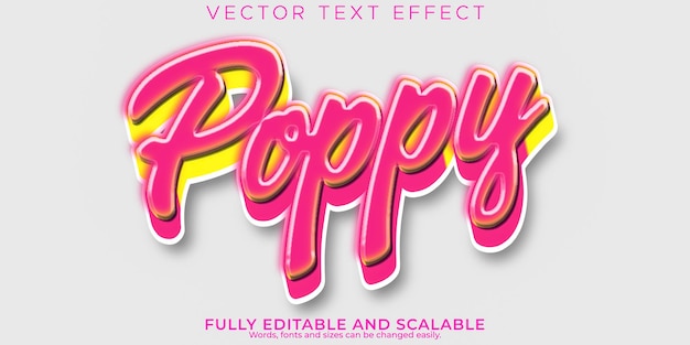 Poppy pop art text effect editable modern lettering typography font style