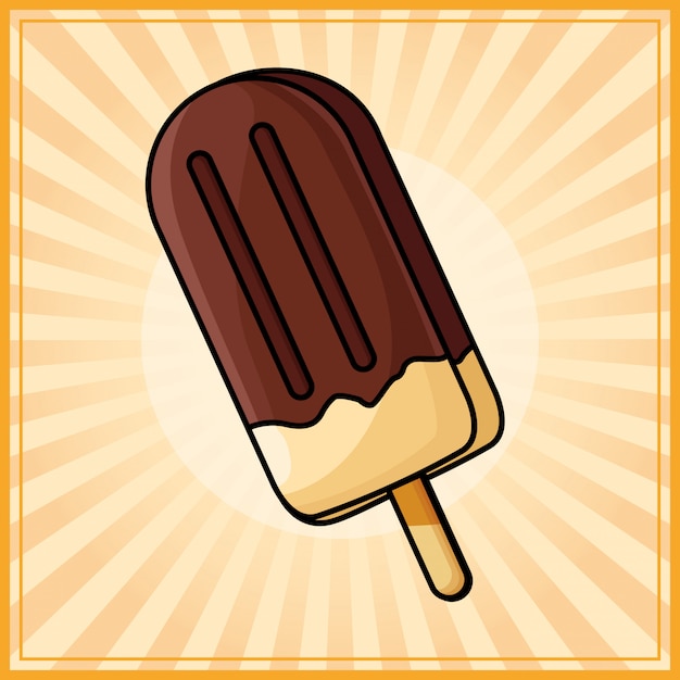 Free Vector popsicle with chocolate covered